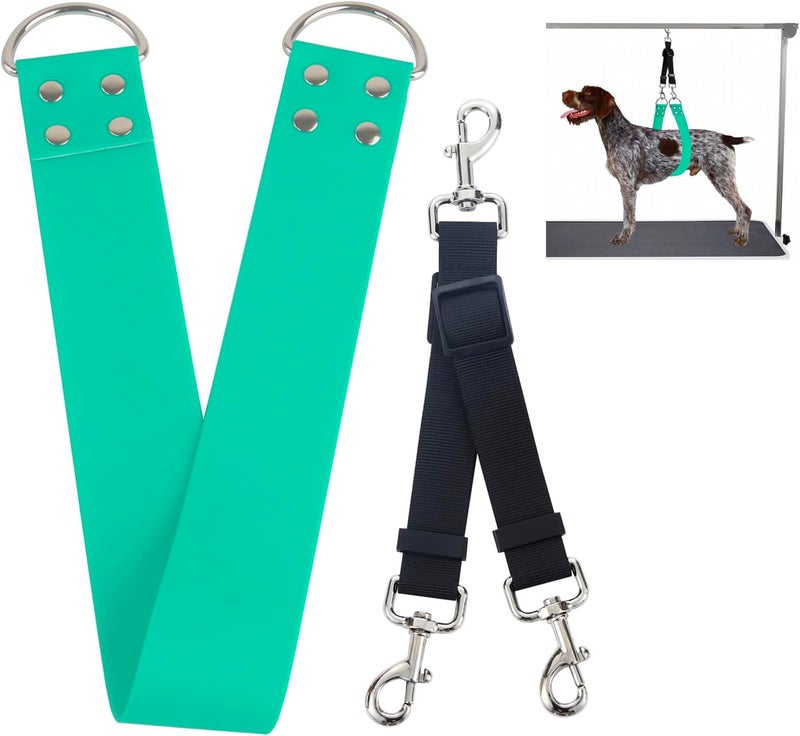 DISCPETSEC Dog Grooming Belly Band - Pet Grooming Belly Straps Groomer Belly Support 2" Wide Waterproof Strong PVC Dogs Loop with Adjustable Connector Groom Restraint for Pets Bathing Salon (Turquoise-Short) - Image 1